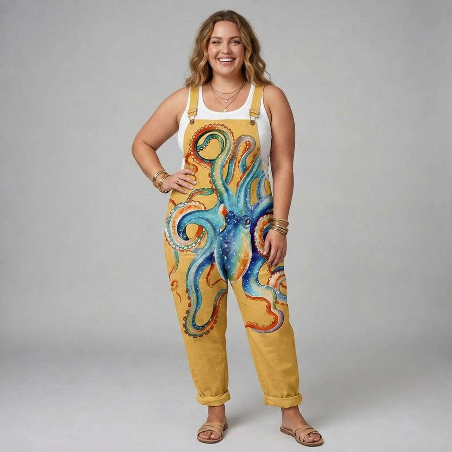 Genevra | Marine Octopus Print Overalls