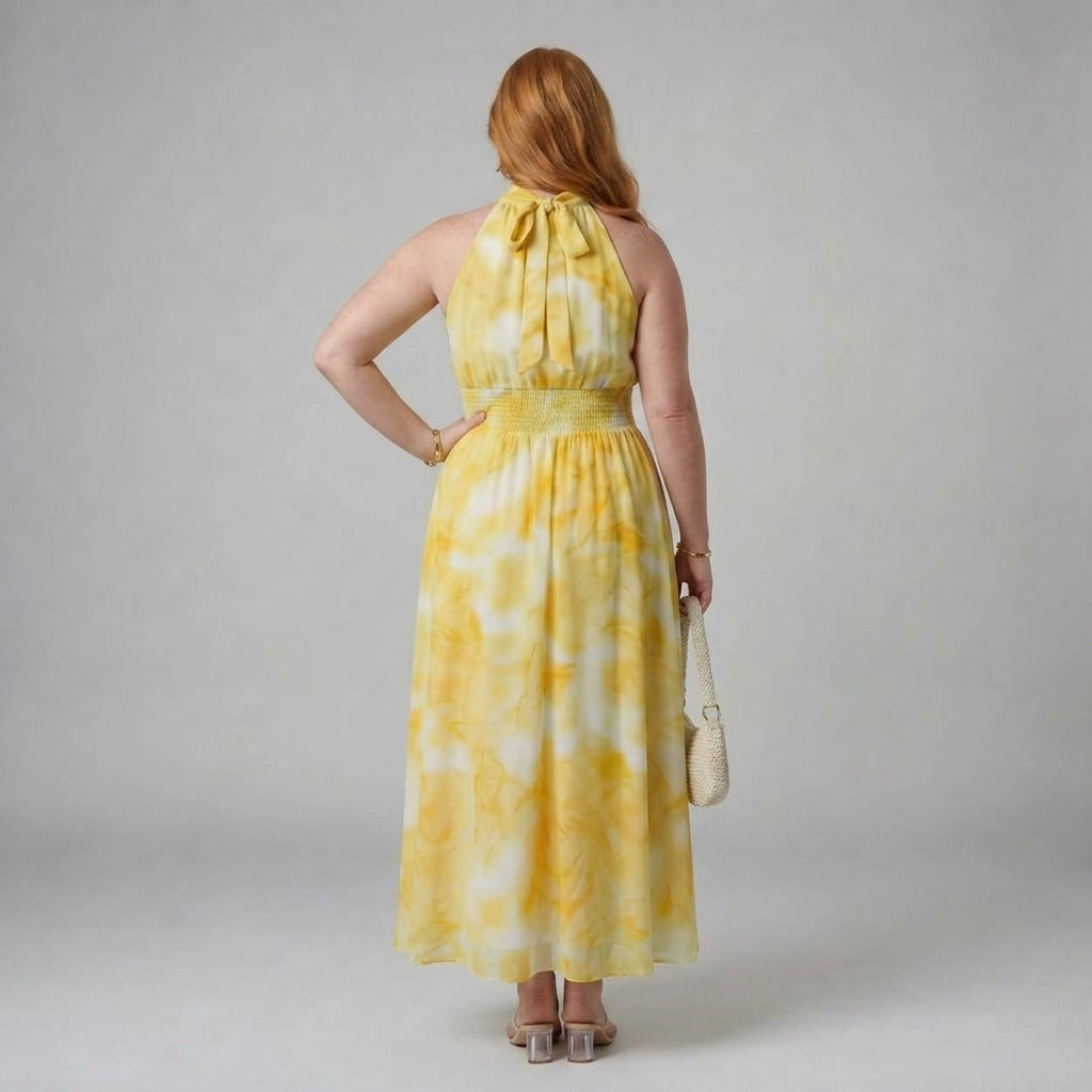 Sylin | Gathered Halter Midi Dress