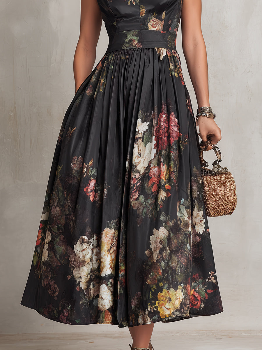Theodosia | Floral Keyhole Midi Dress