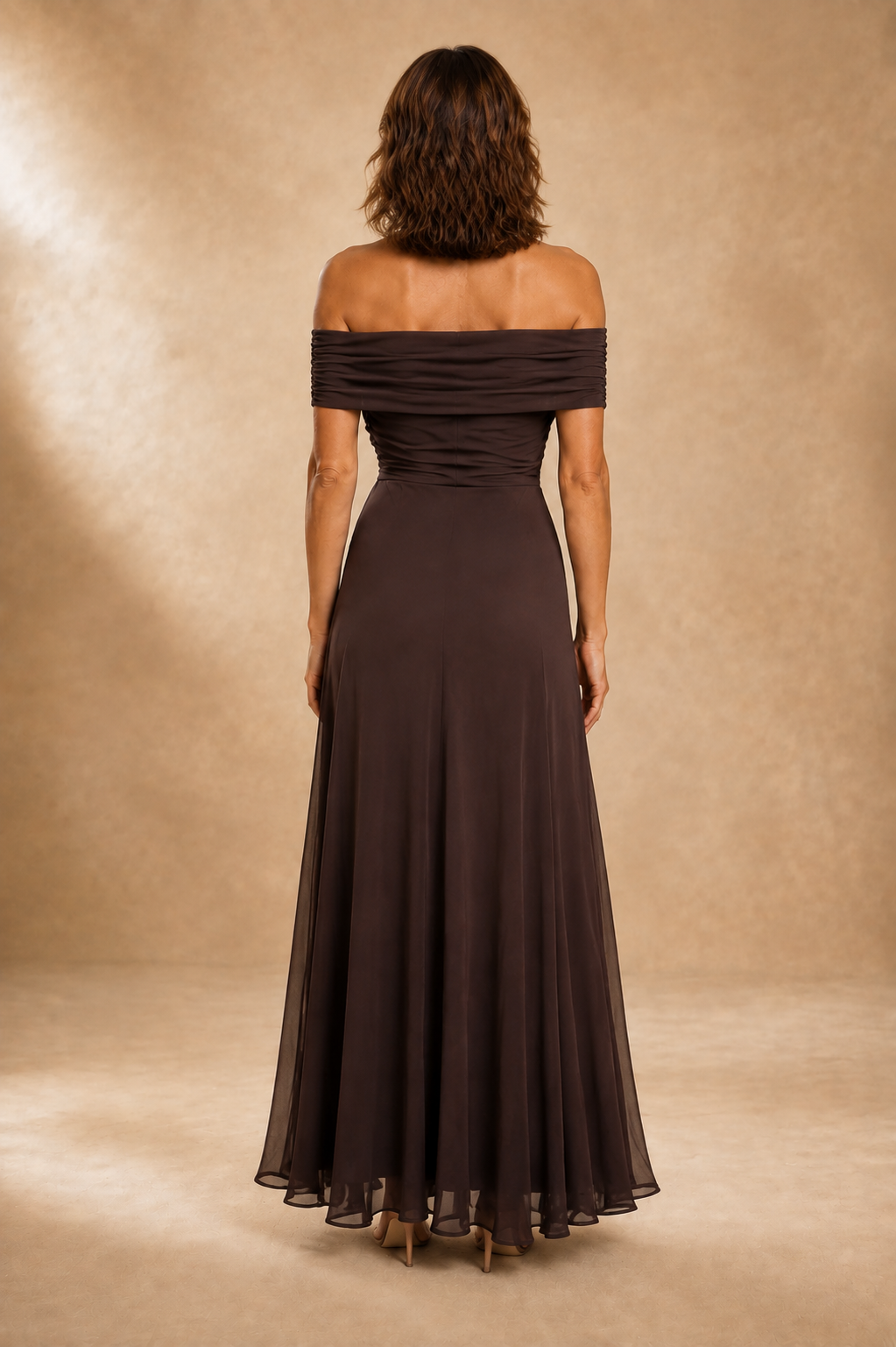 Rosetta | Chocolate One-Shoulder Draped Maxi Dress