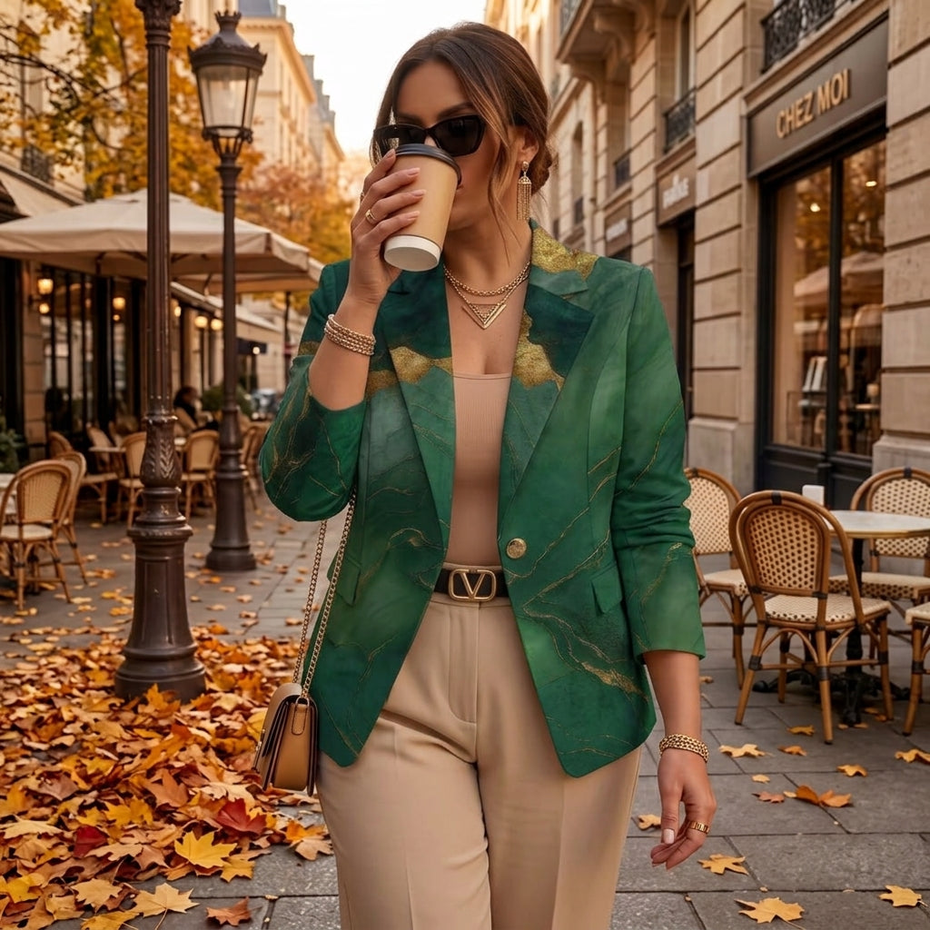 Honorine | Emerald Marble Blazer