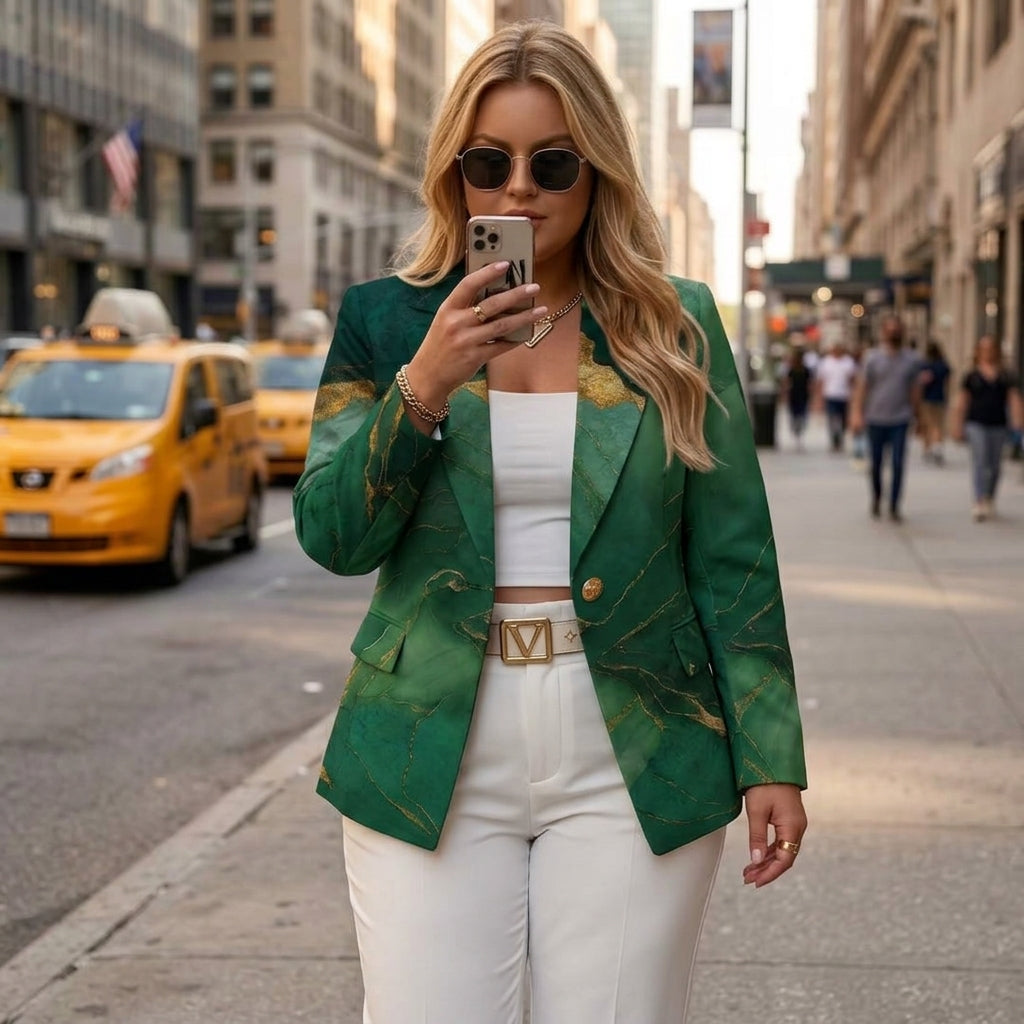 Honorine | Emerald Marble Blazer