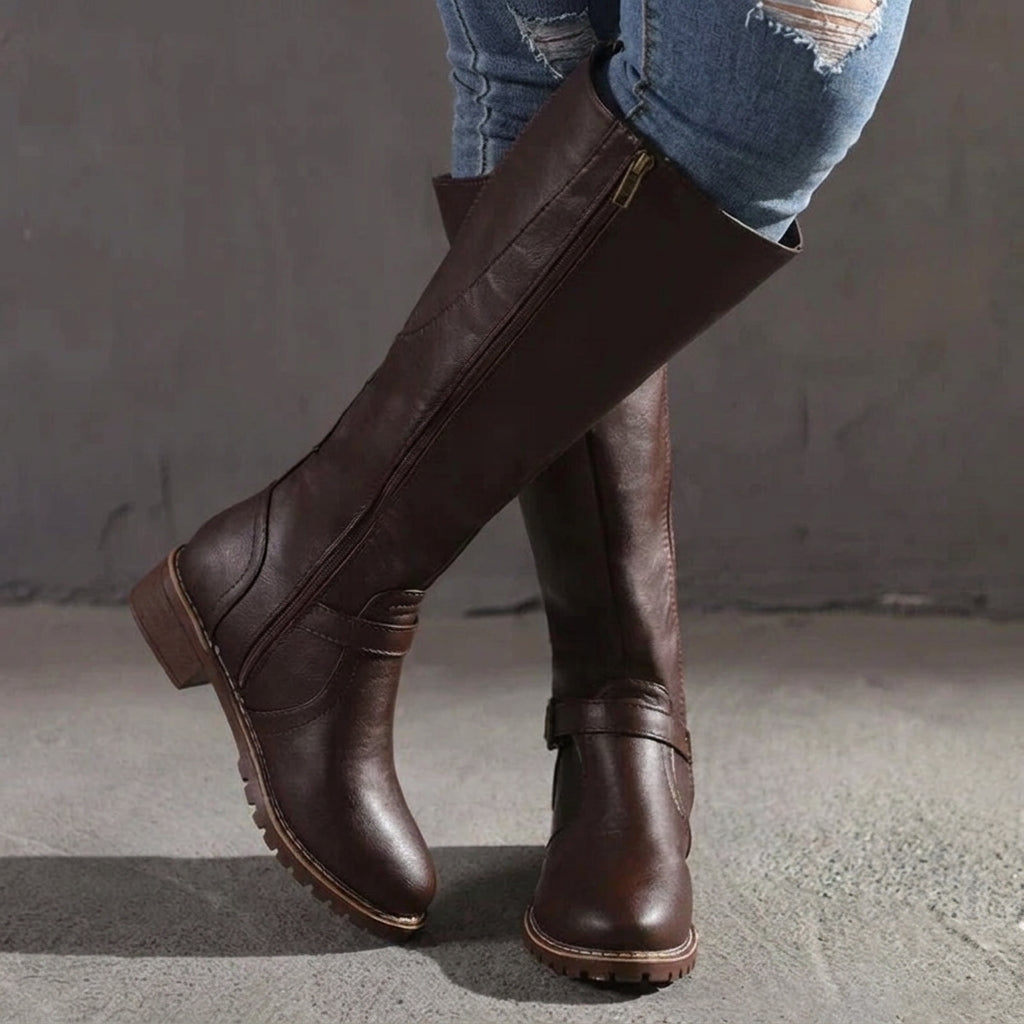 Jasmine | Faux Leather Knee-High Riding Boots