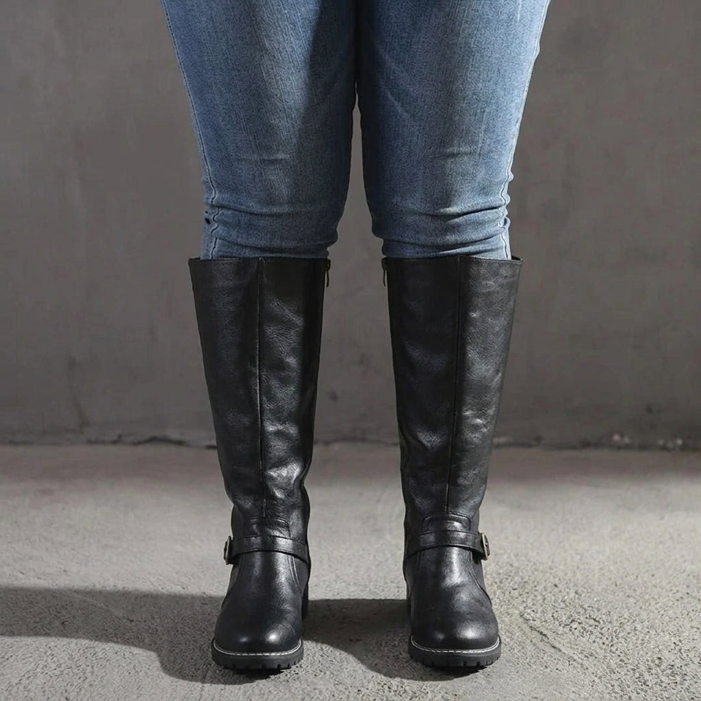 Jasmine | Faux Leather Knee-High Riding Boots