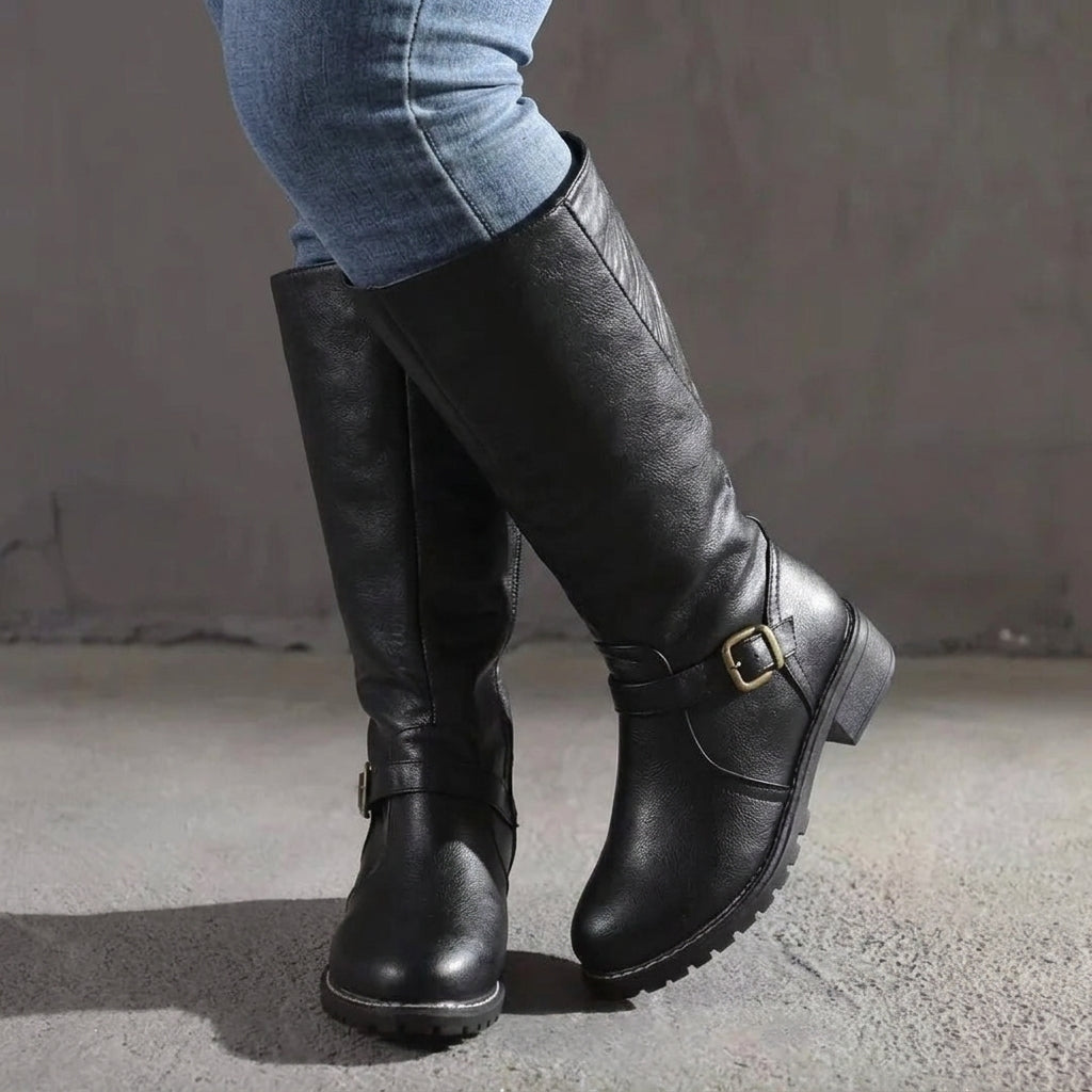 Jasmine | Faux Leather Knee-High Riding Boots