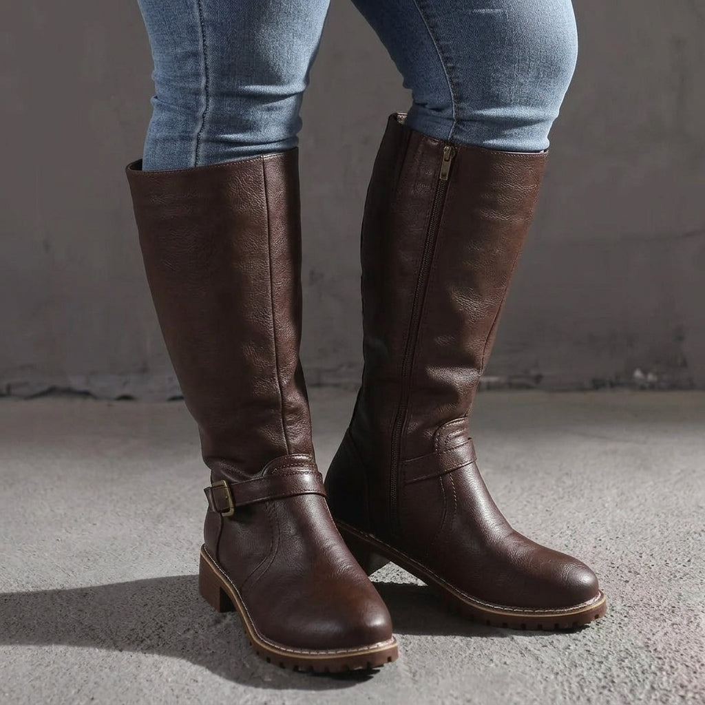 Jasmine | Faux Leather Knee-High Riding Boots