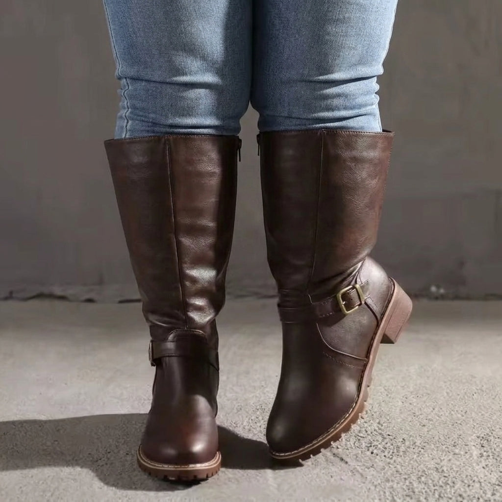 Jasmine | Faux Leather Knee-High Riding Boots