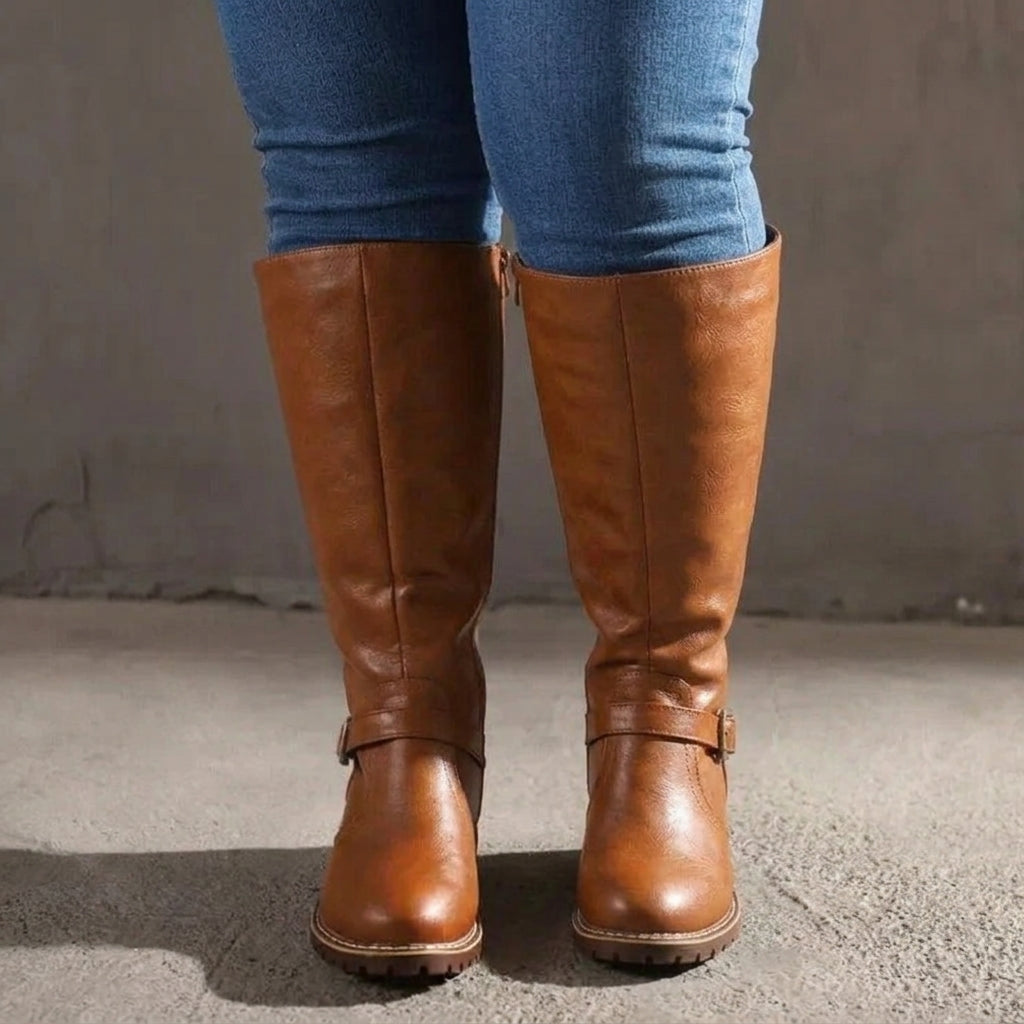 Jasmine | Faux Leather Knee-High Riding Boots