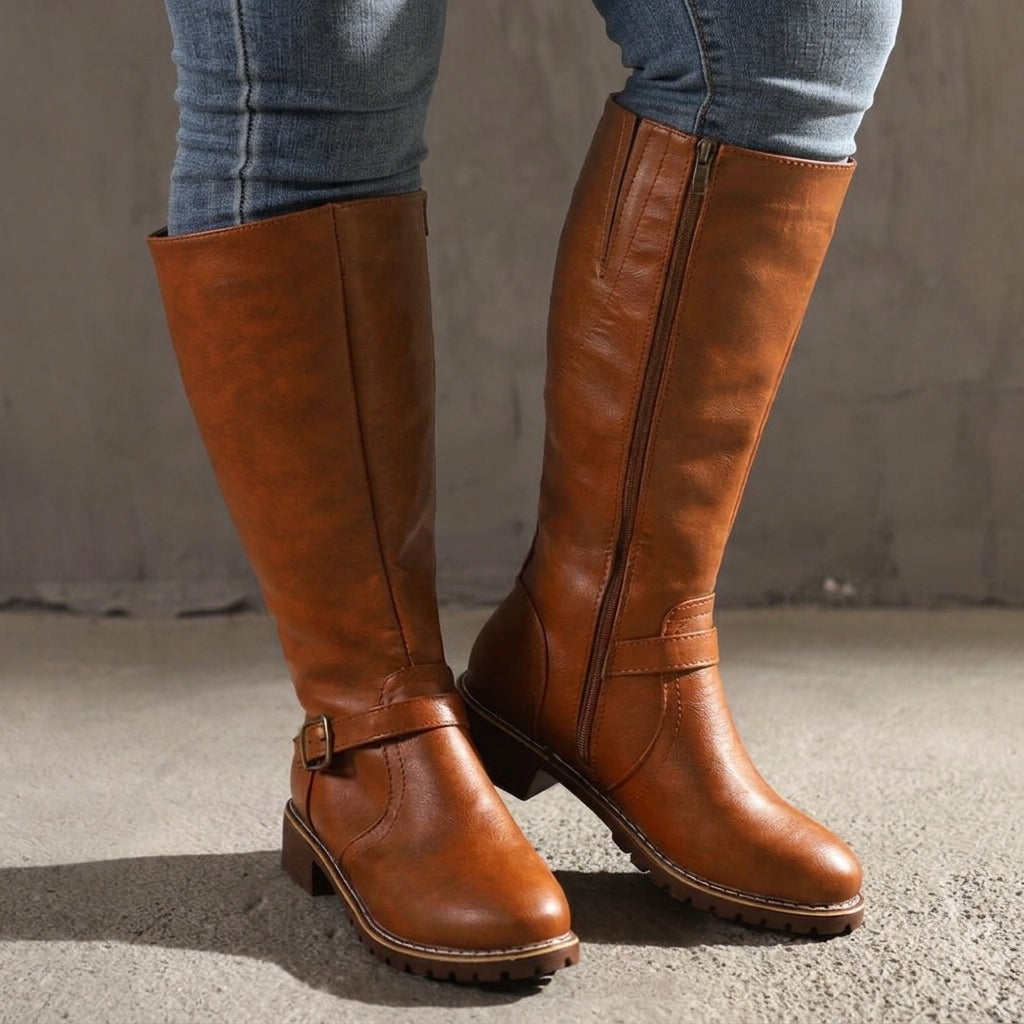 Jasmine | Faux Leather Knee-High Riding Boots
