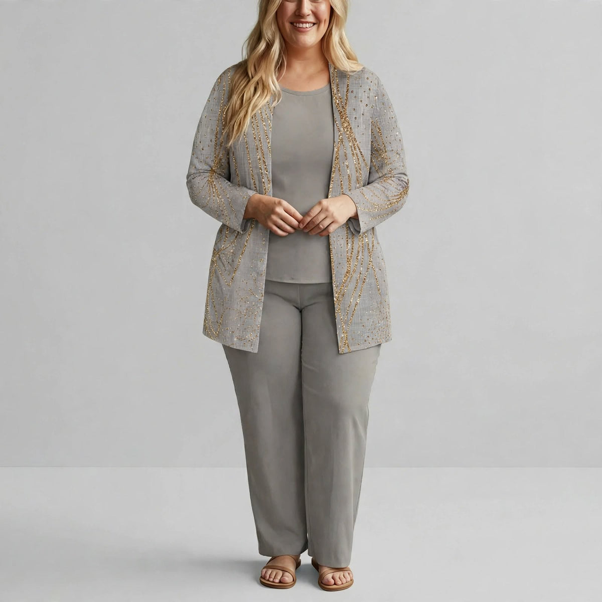Azura | Grey & Gold Three-Piece Set