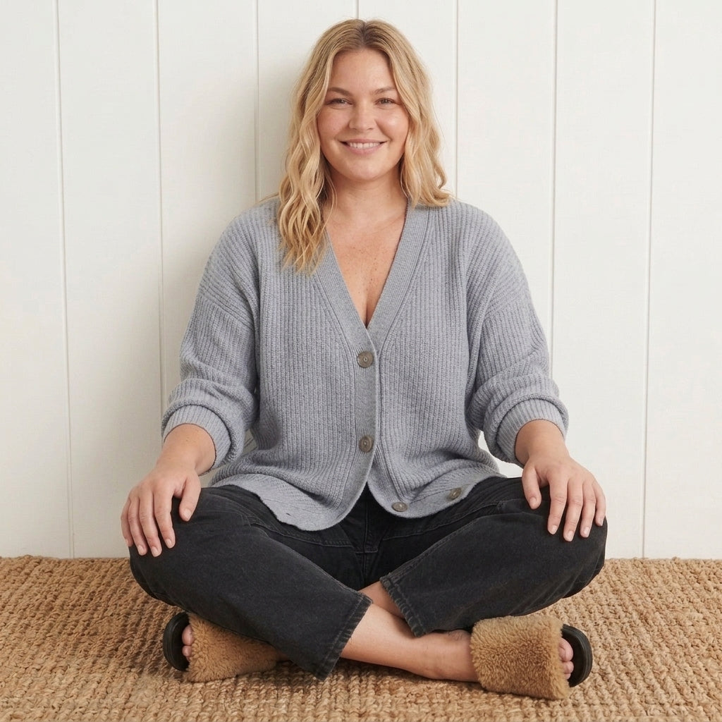 Mary | Ribbed Knit V-Neck Cardigan