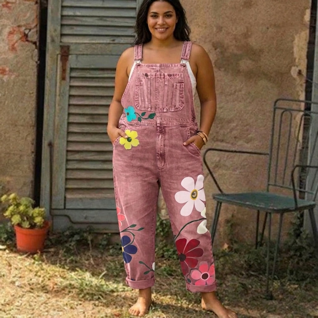 Abigail | Printed Denim Overall