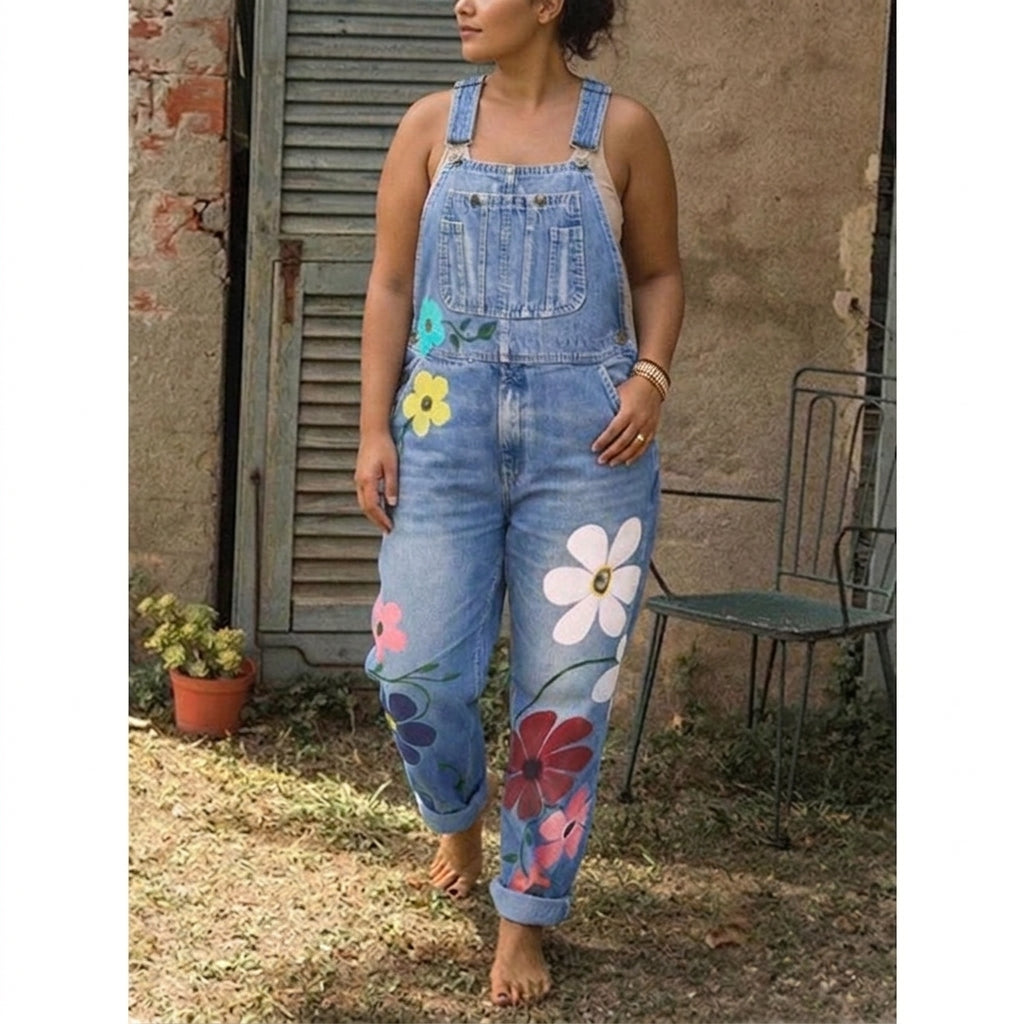 Abigail | Printed Denim Overall