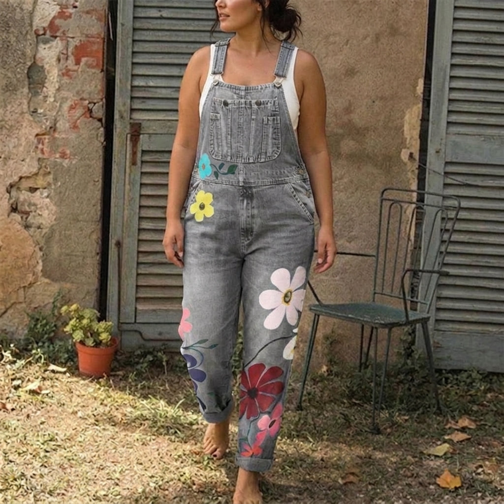 Abigail | Printed Denim Overall