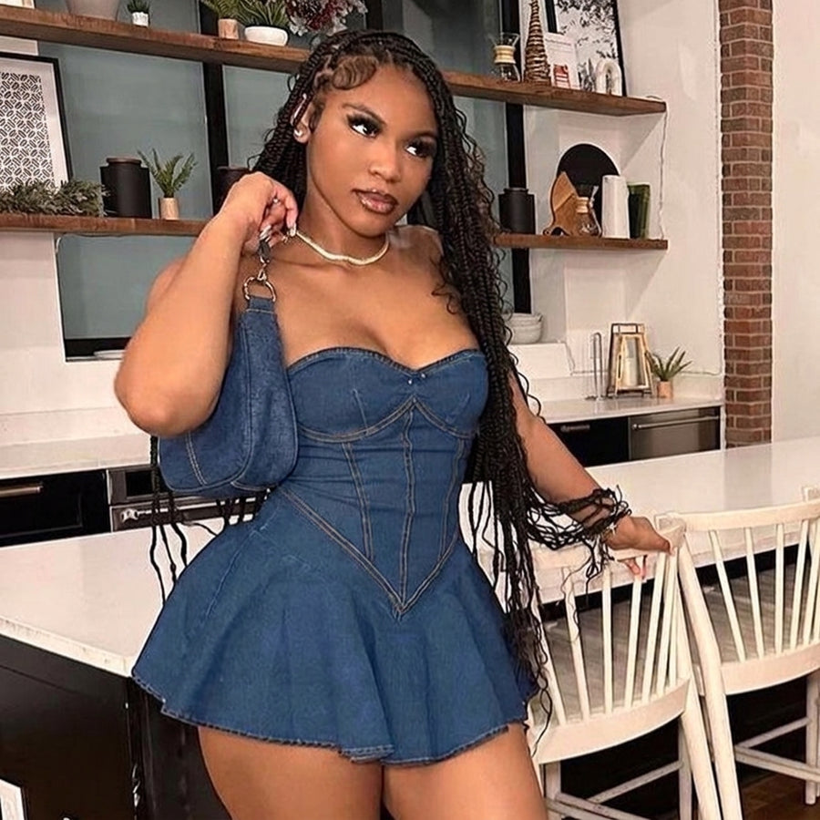 Isabella | Fashion Tube Top Denim Dress
