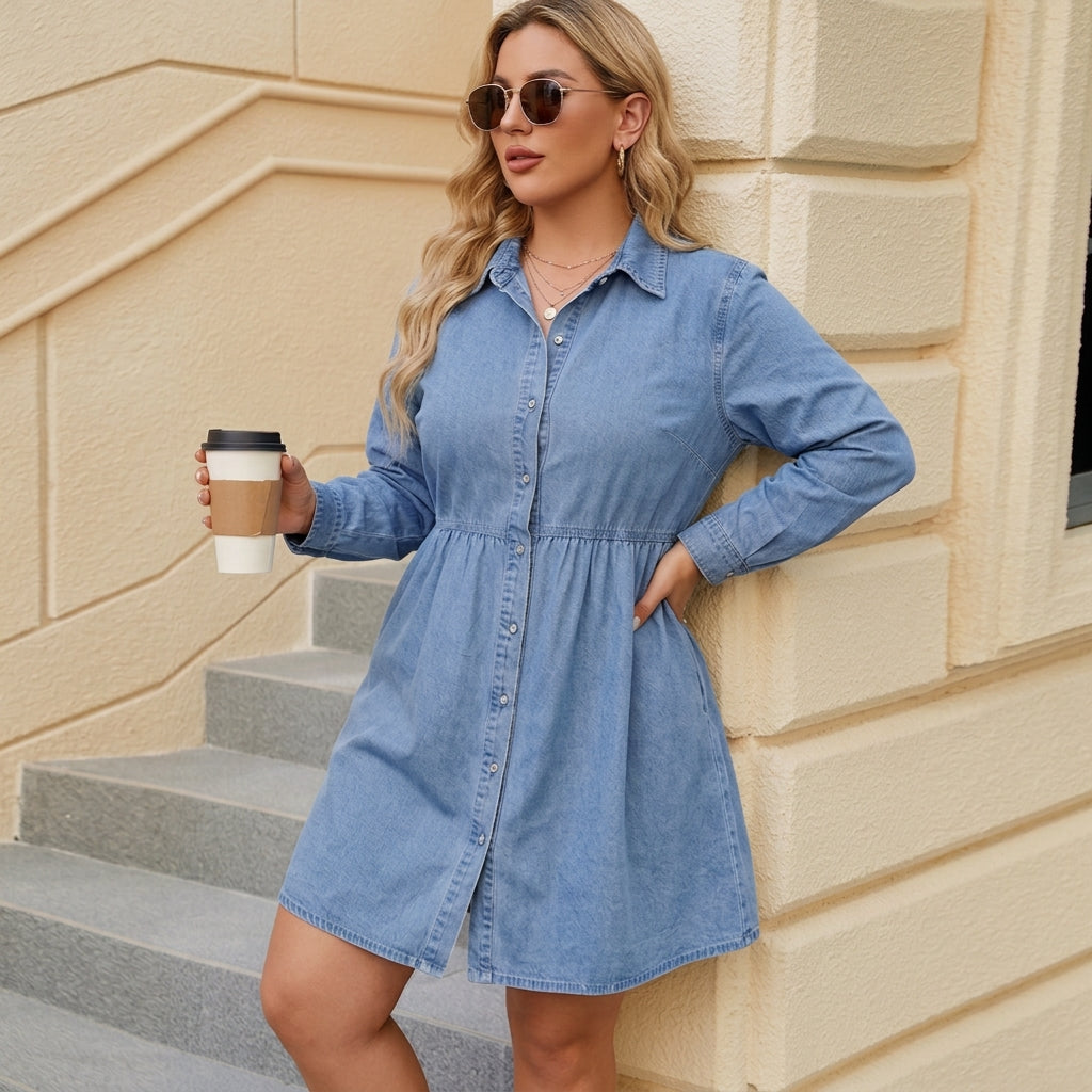 Hannah | Washed Loose Casual Denim Dress