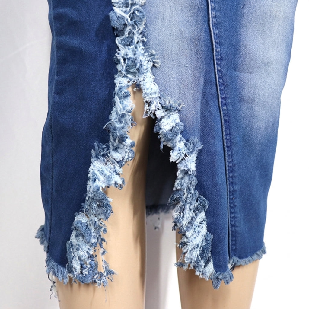 Britney | Frosted Denim Skirt Suit
