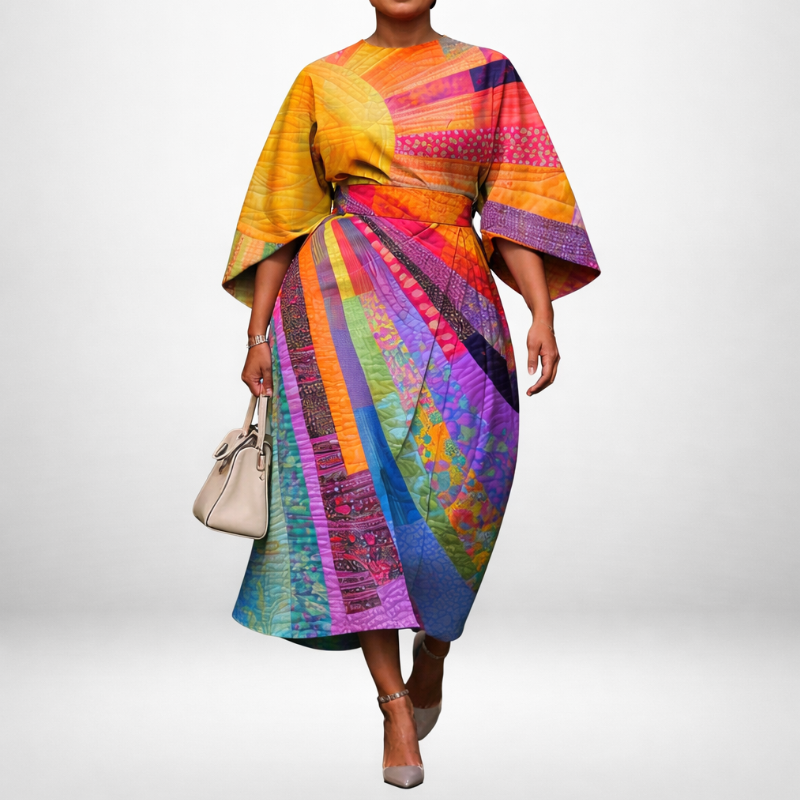 Aurelia | Patchwork Statement Midi Dress