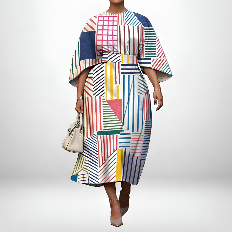 Marcella | Geometric Art Midi Dress