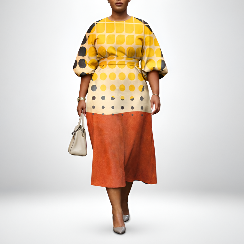 Solara | Polka Grid Midi Dress