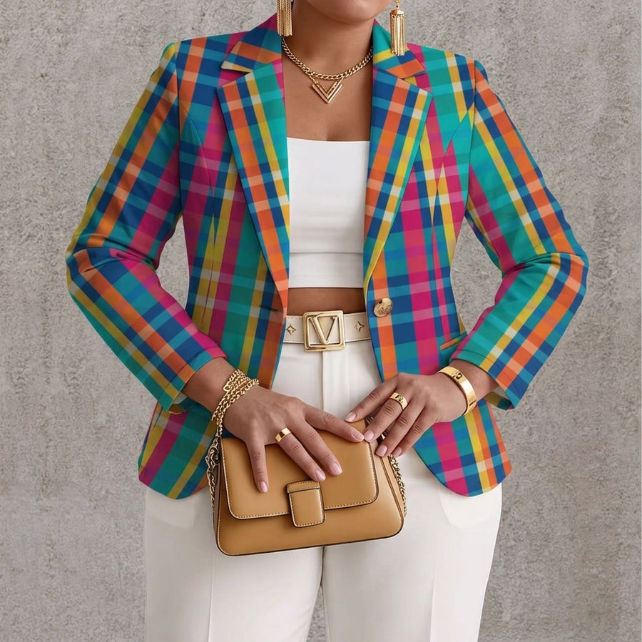 Rosaline | Rainbow Plaid Blazer